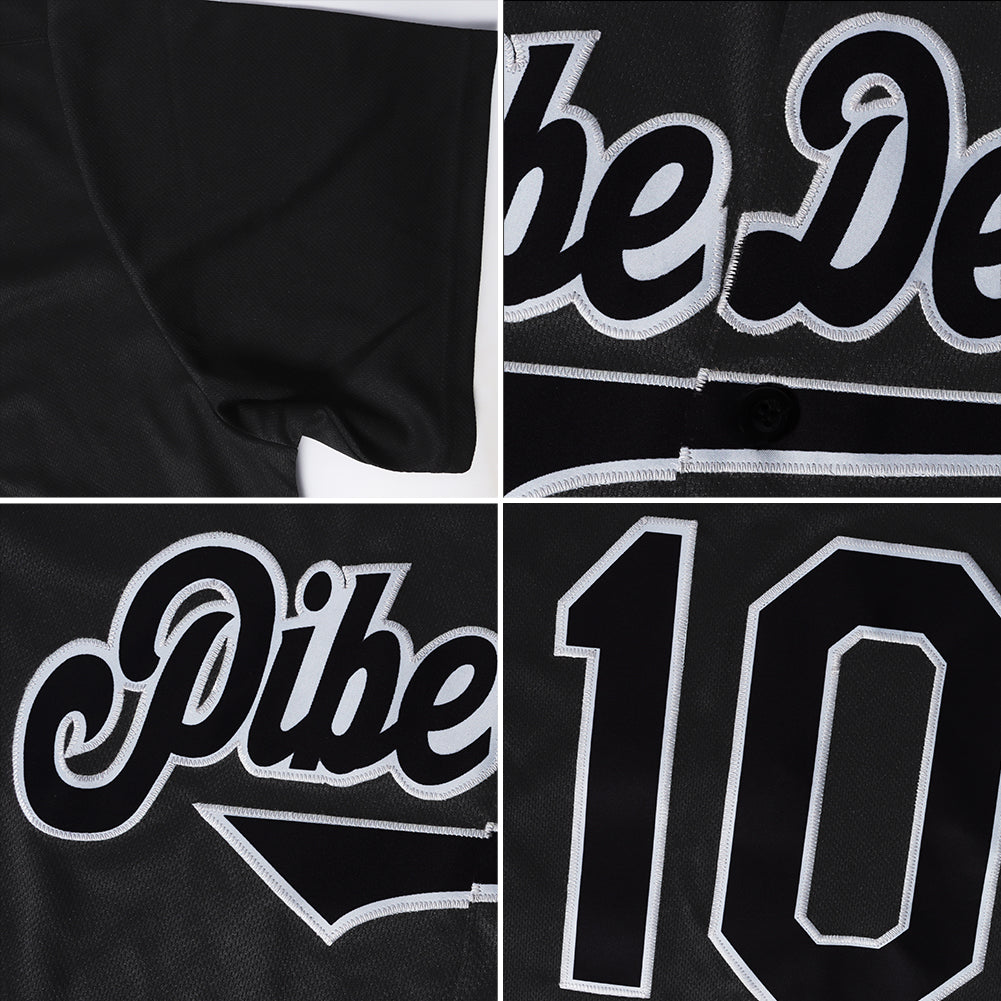 Custom Own Black Black Gray Authentic Baseball Stitched Jersey