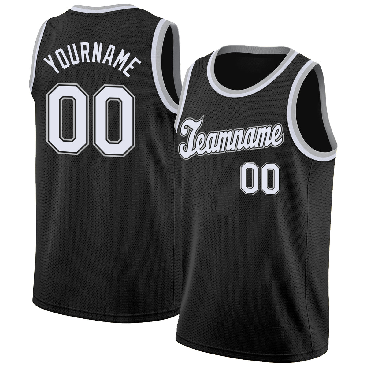 Custom Own Black White Gray Basketball Stitched Jersey Free Shipping ...