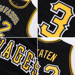 Custom White Black-Gold Authentic Split Fashion Basketball Jersey