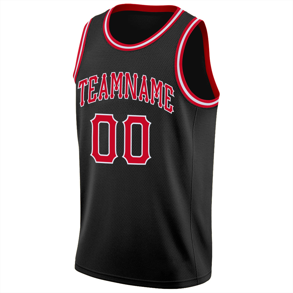 FIITG Custom Basketball Jersey Royal Red-White Round Neck Rib-Knit