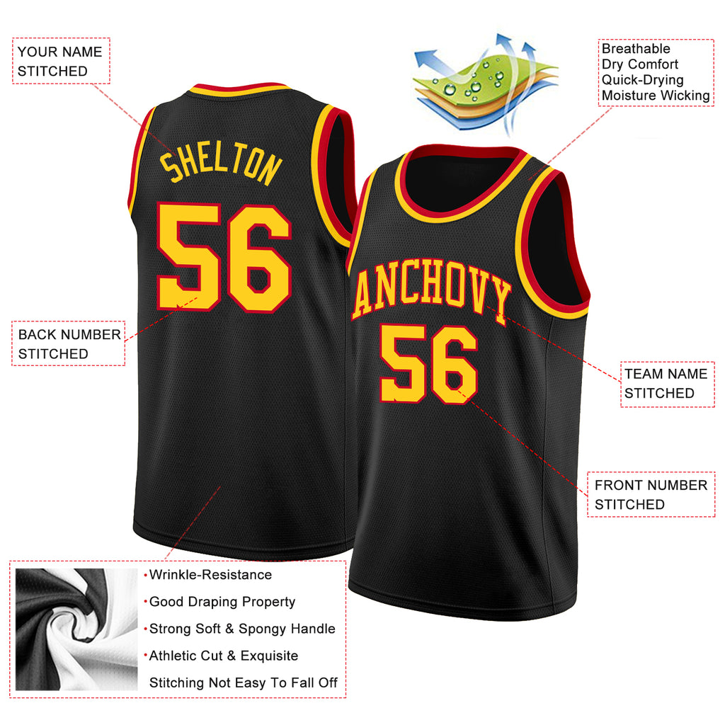 The Jersey Nation Red Black-White Custom Basketball Jersey - Youth S