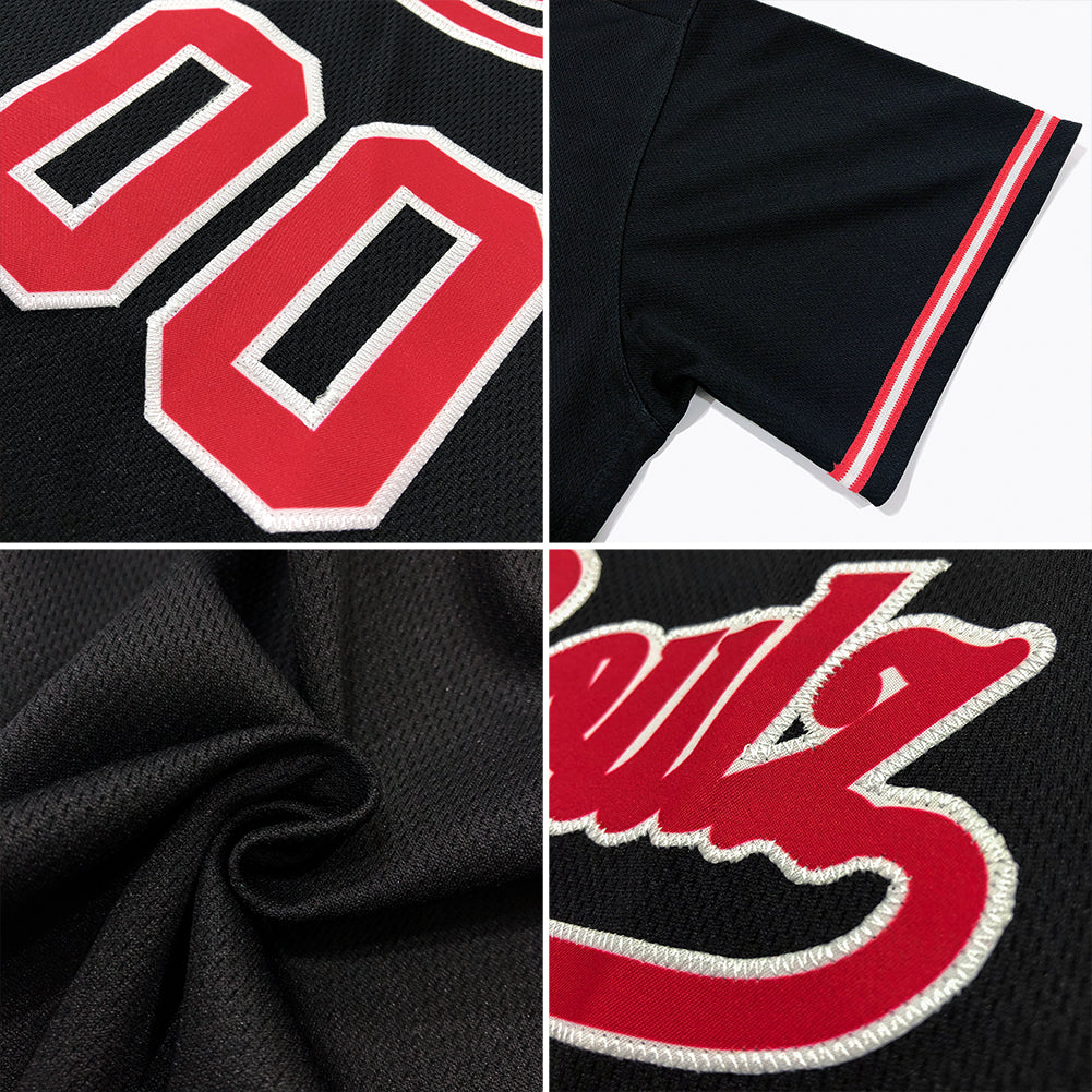 Custom Black Red-Gold Authentic Split Fashion Baseball Jersey Women's Size:M