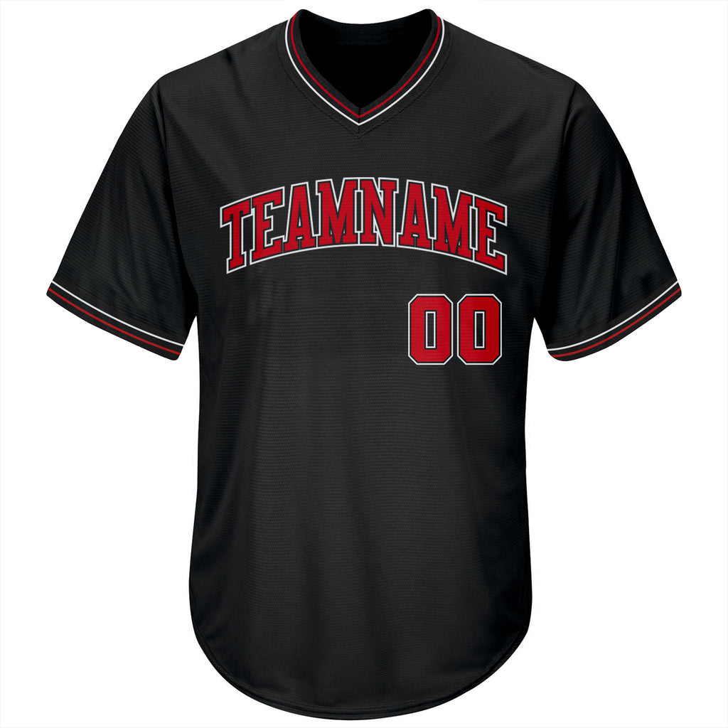 Cheap Custom Gray Red-Black Authentic Two Tone Baseball Jersey