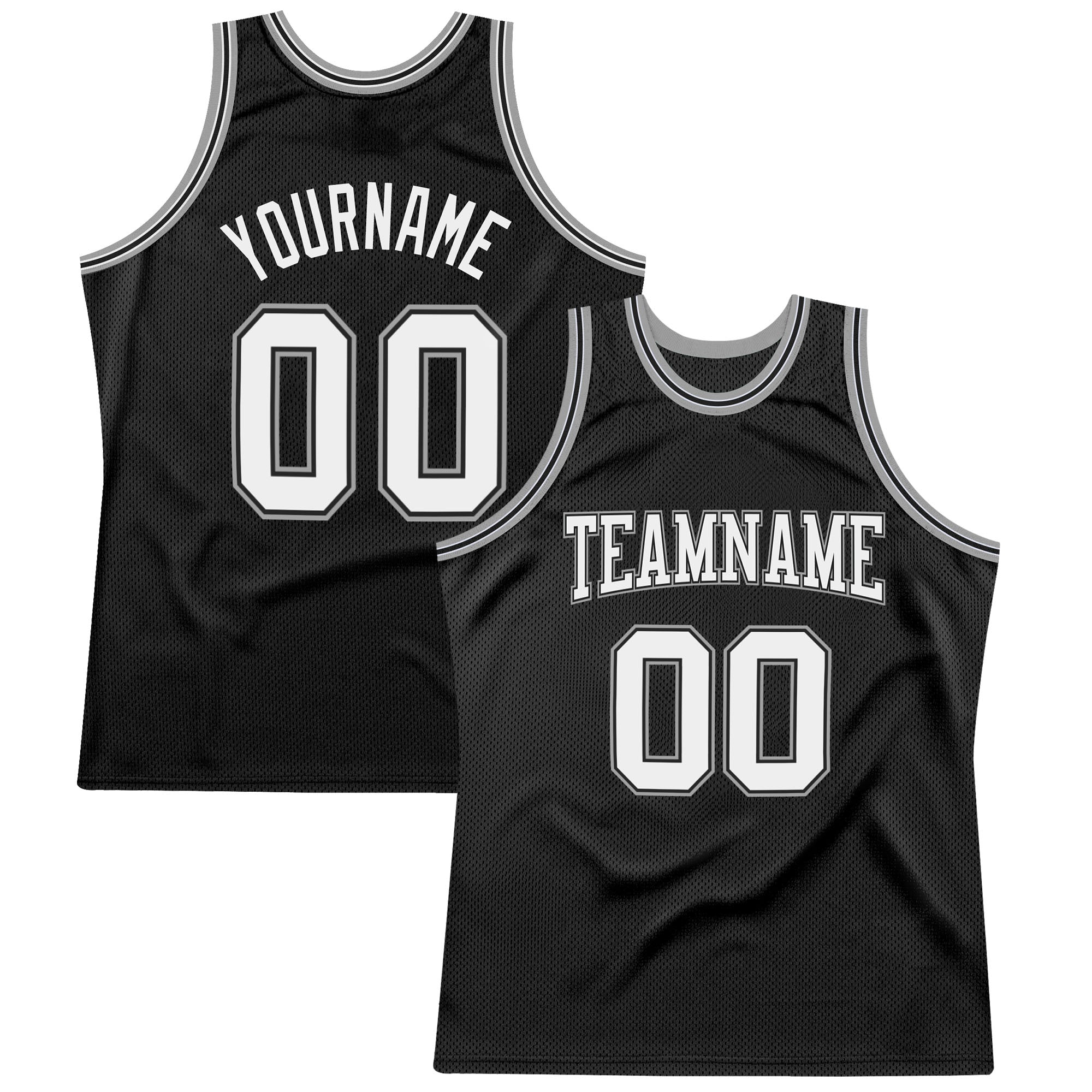 FIITG Custom Basketball Jersey Black Gold-White Round Neck Rib-Knit