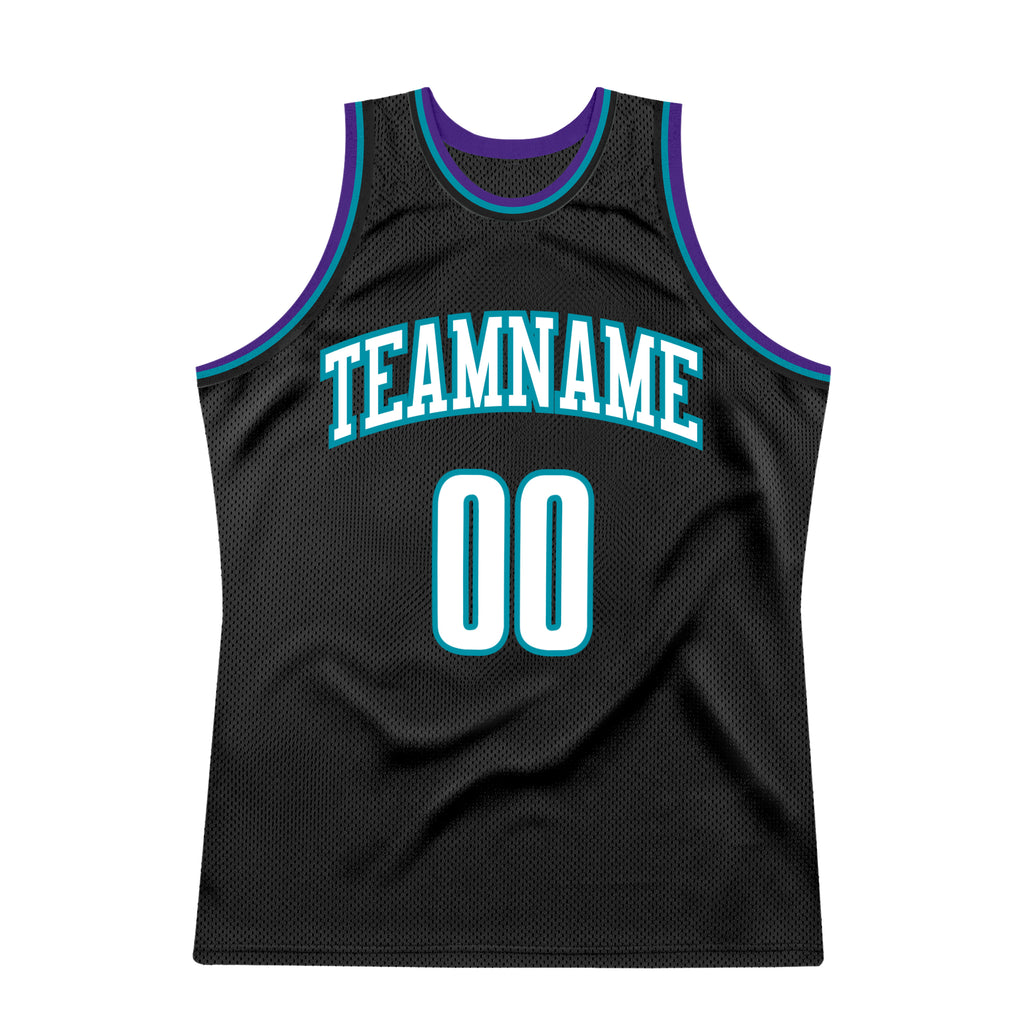 FIITG Custom Basketball Jersey Black White-Teal Authentic Fade Fashion