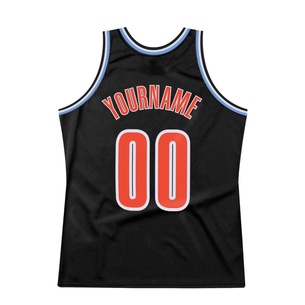 FIITG Custom Basketball Jersey Light Blue Red-Black Authentic Throwback Men's Size:3XL