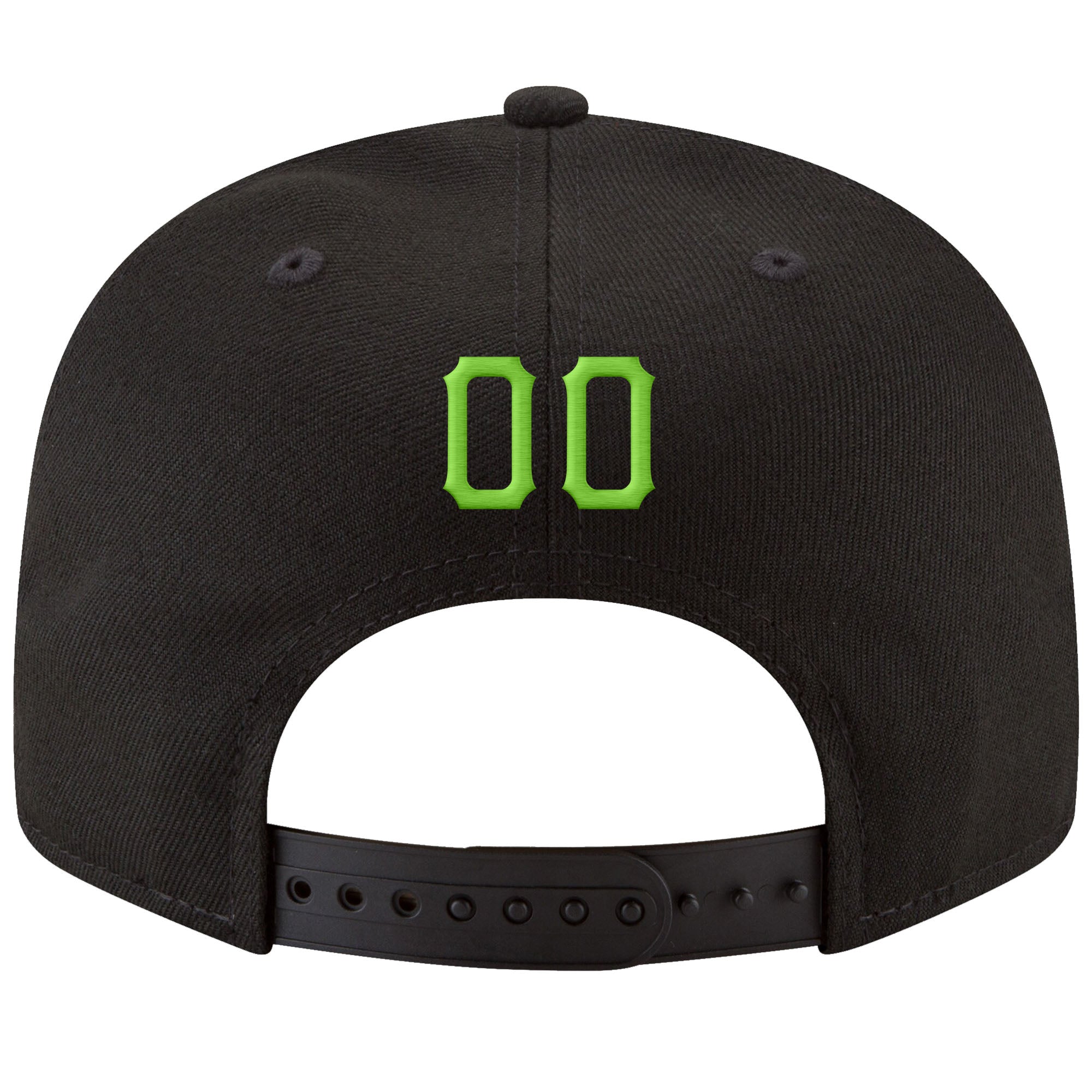 Custom Black Neon Green-White Stitched Adjustable Snapback Hat