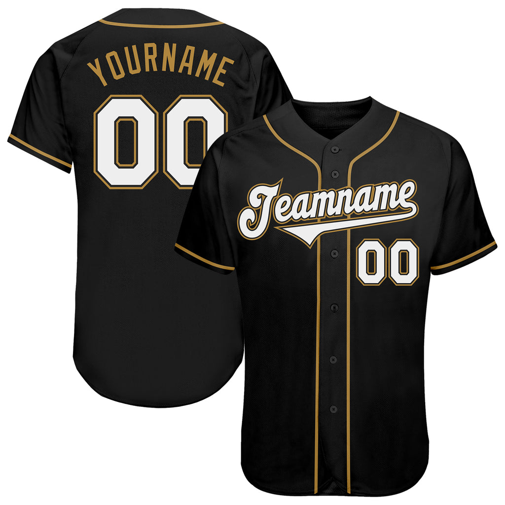 Custom Black White-Old Gold Authentic Baseball Jersey Free Shipping – Fiitg