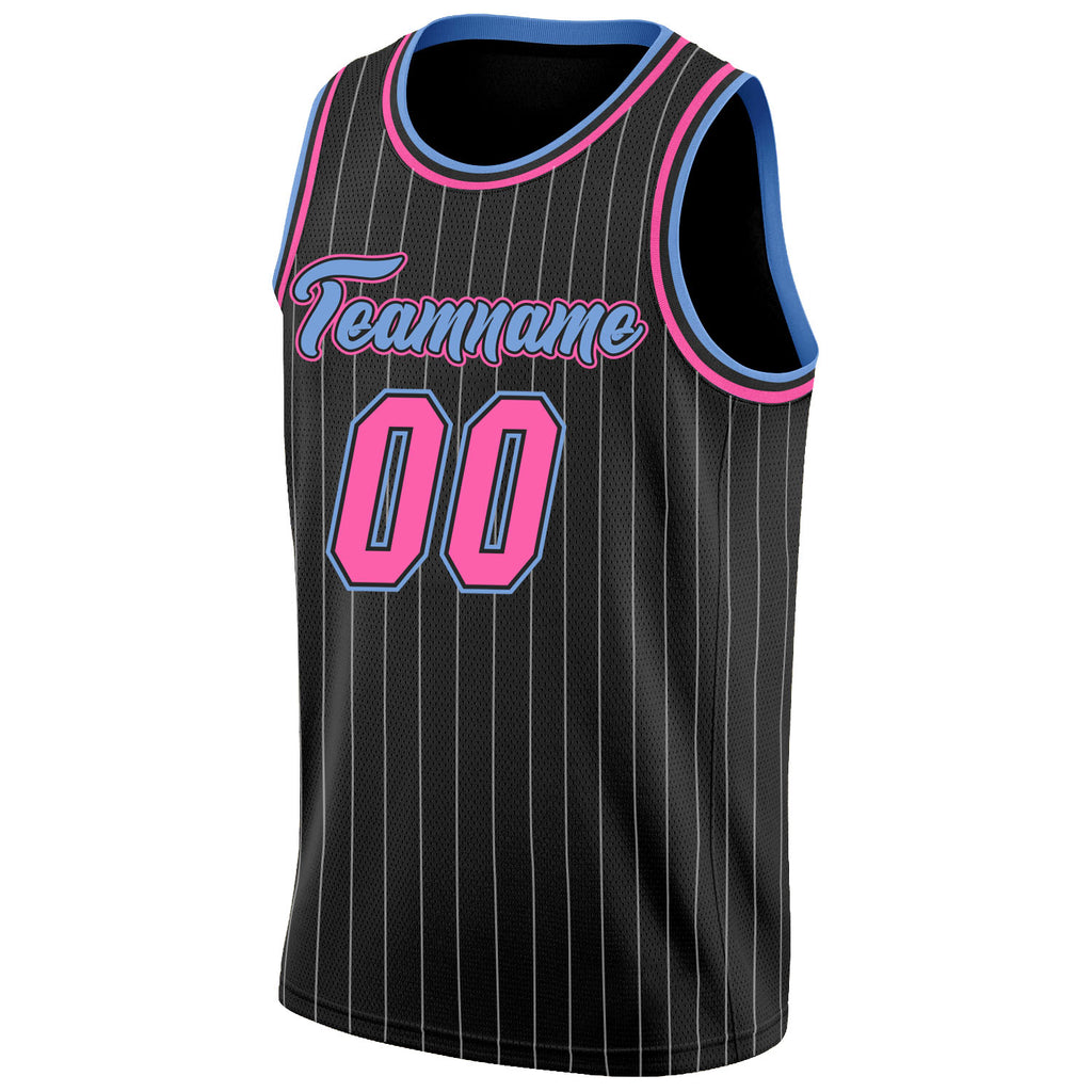 Custom Pink Light Blue Black-White Round Neck Sublimation Basketball Suit  Jersey Fast Shipping – FiitgCustom