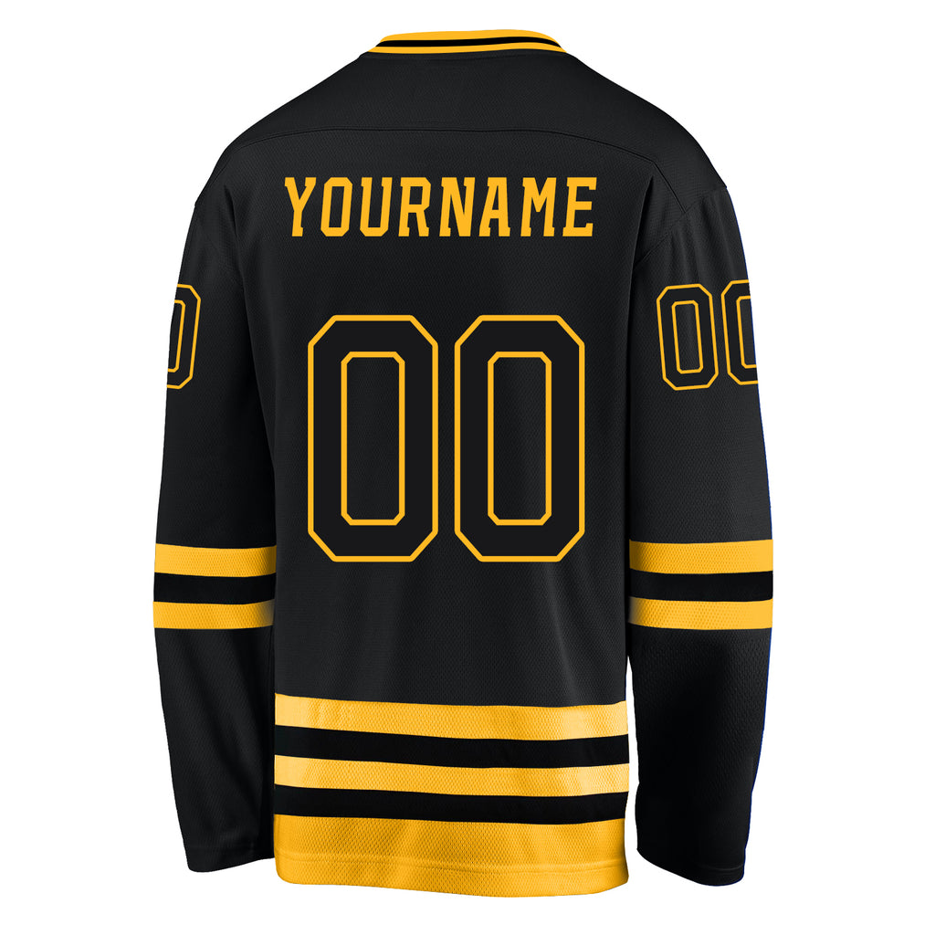 Custom Black Black-Gold Hockey Jersey Free Shipping – Fiitg