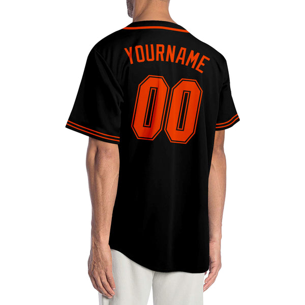 Custom Black Orange-Black Authentic Baseball Jersey