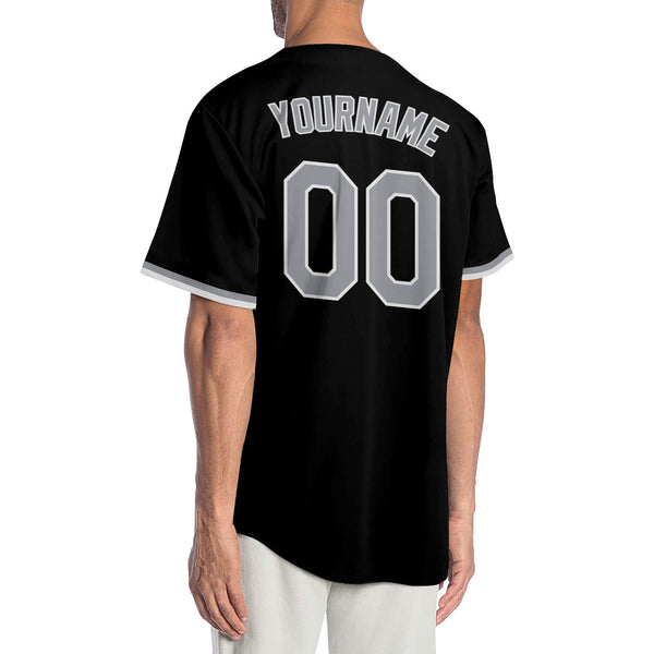 Custom Black Gray-White Authentic Baseball Jersey