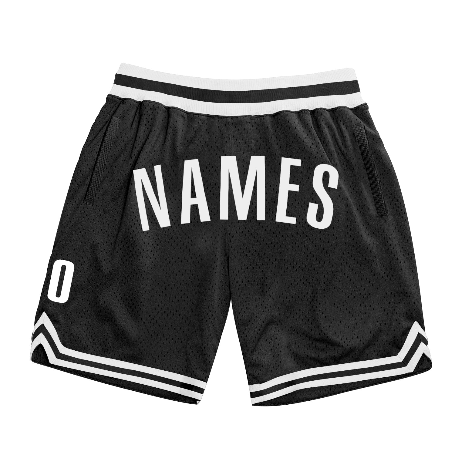 Custom Black White Authentic Throwback Basketball Shorts