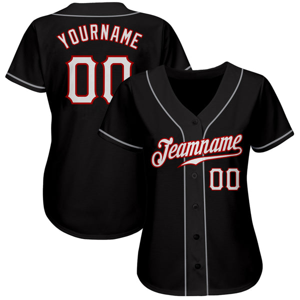 Custom Black White-Red Authentic Baseball Jersey