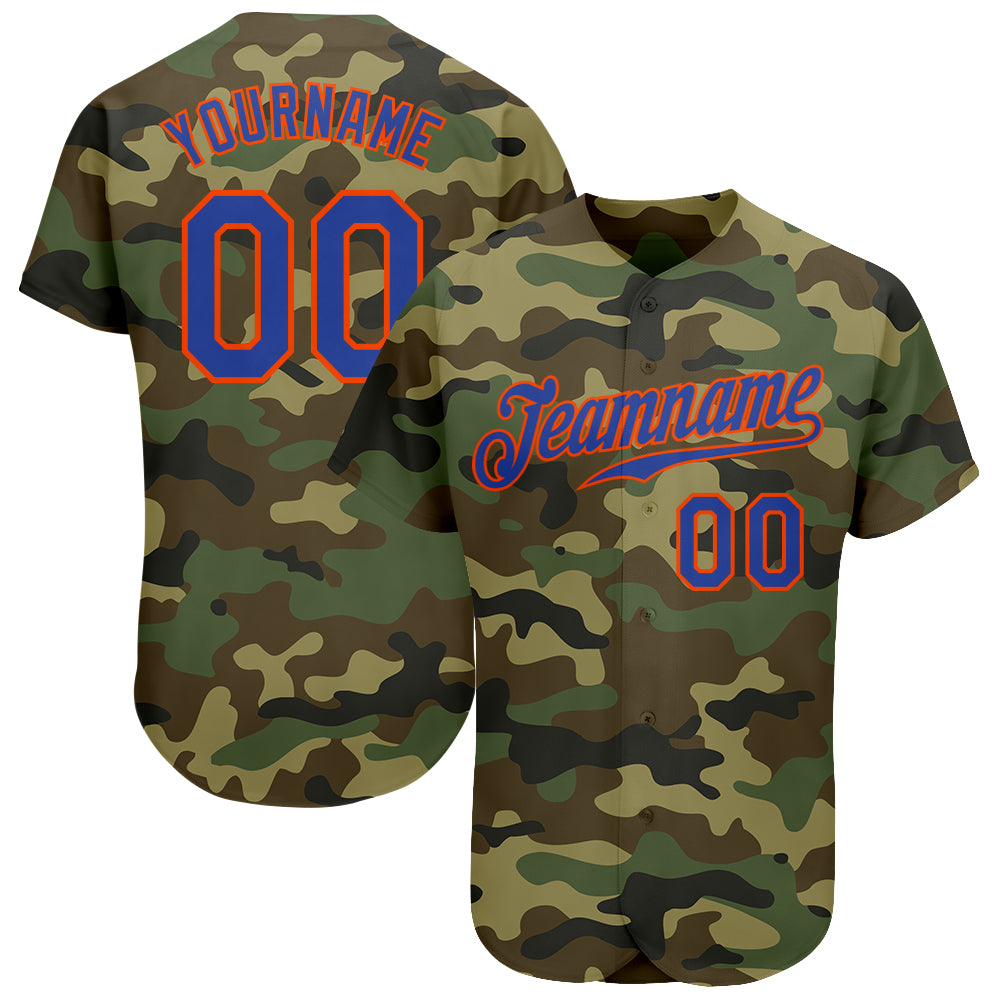 Custom Camo Royal-Orange Authentic Salute To Service Baseball Jersey