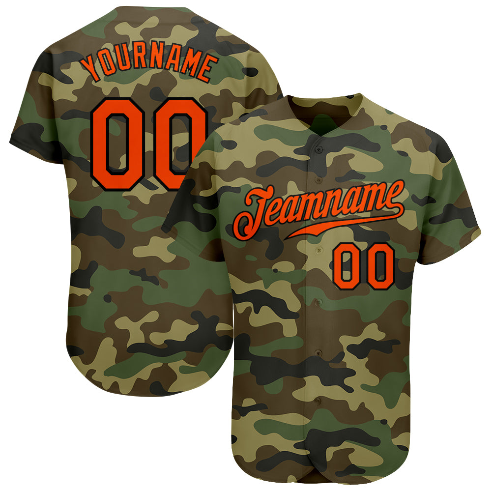 Custom Camo Orange-Black Authentic Baseball Jersey Free Shipping – Fiitg