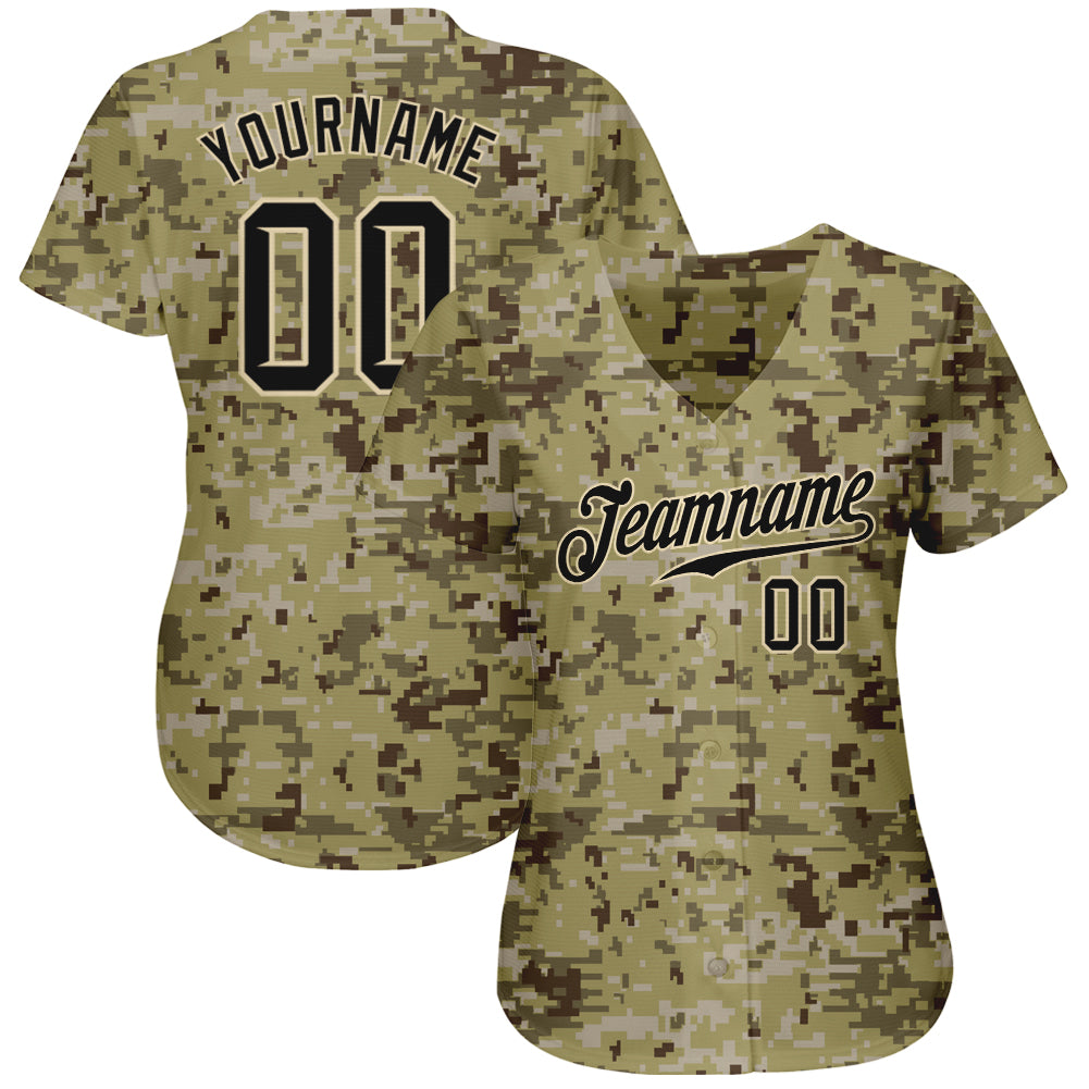 Custom Olive City Cream Pinstripe Black Authentic Salute To Service  Baseball Jersey Discount