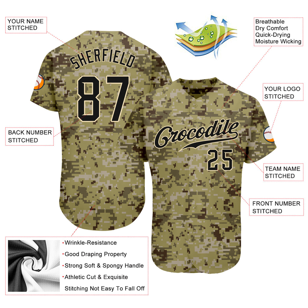 Custom Baseball Jersey with Camouflage, Camo Button Down Shirt Stitched  Personalized Baseball T-Shirts for Men Women Kid