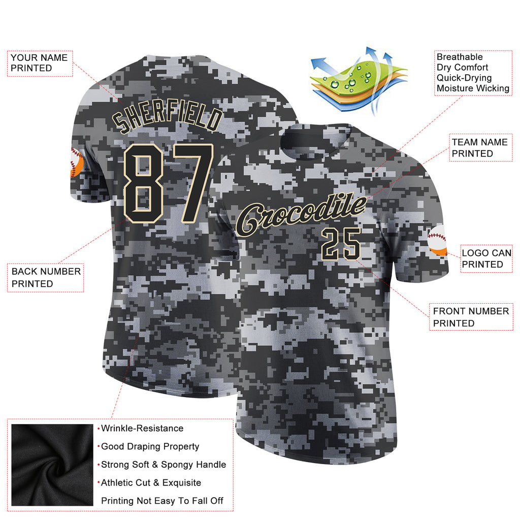 Cheap Custom Camo Black-Cream Salute To Service Long Sleeve