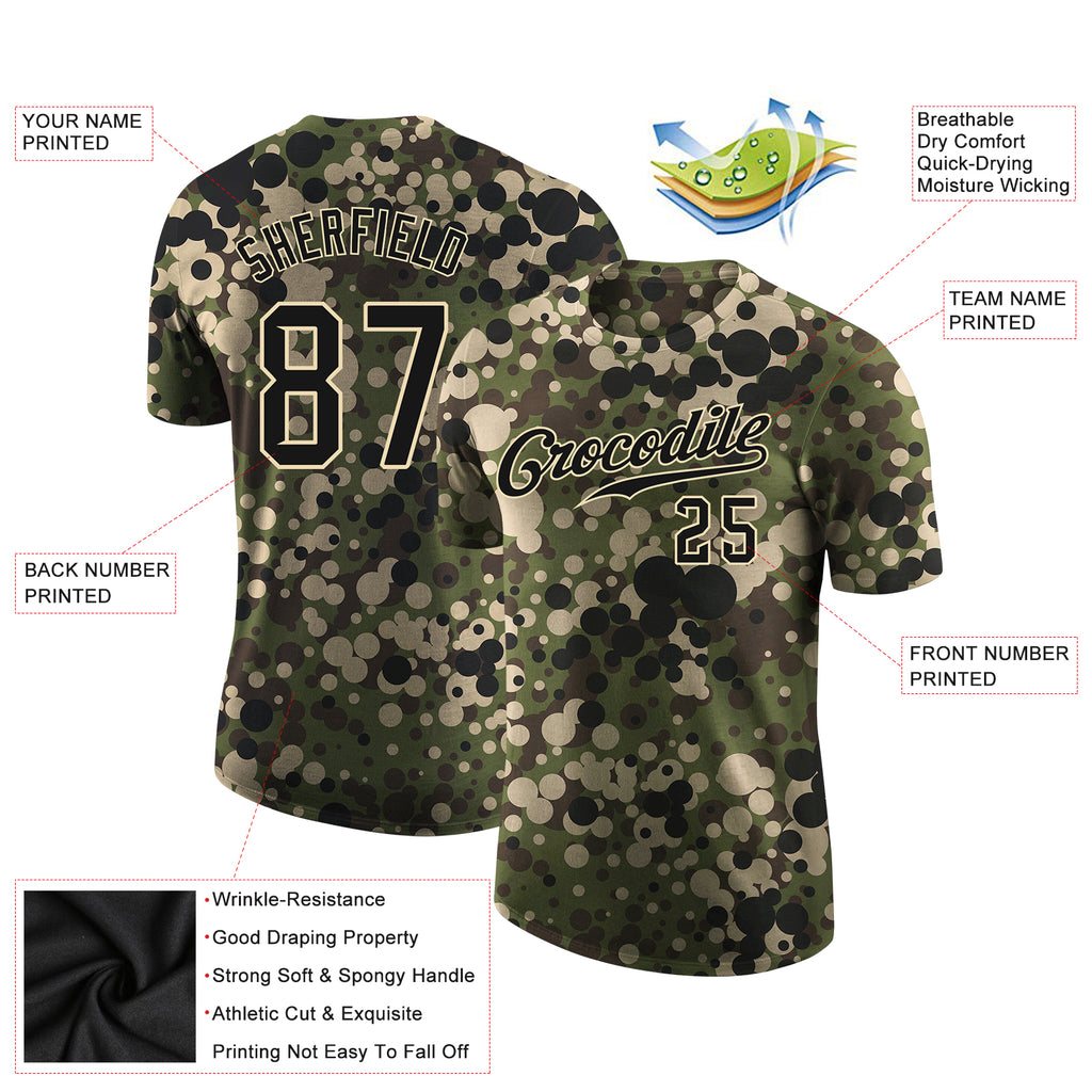 Custom Olive Camo-Black Mesh Authentic Salute To Service Football Jersey