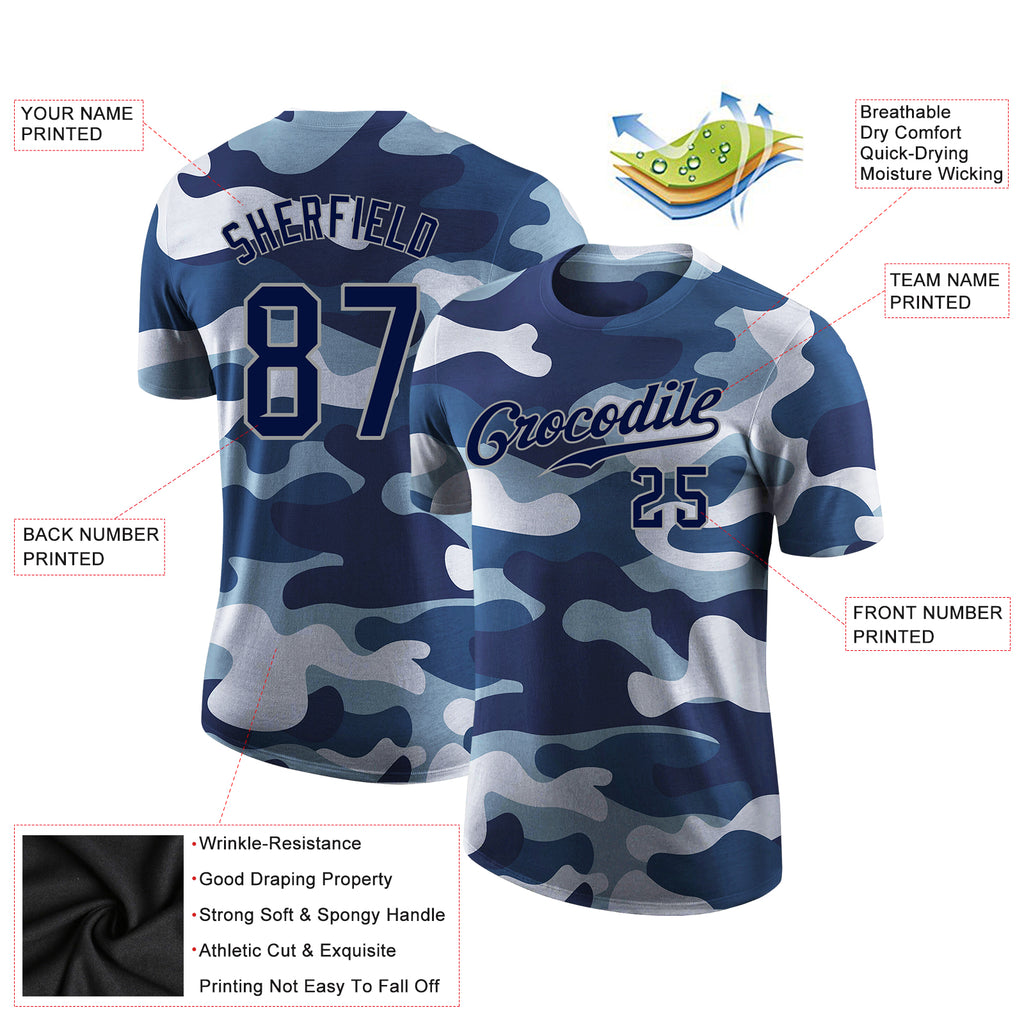 Custom Camo Navy-Gray Authentic Salute To Service Baseball Jersey