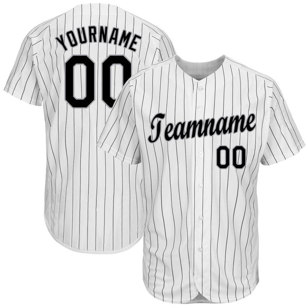 Custom White Black Pinstripe Black-Gray Authentic Baseball Jersey – Fiitg