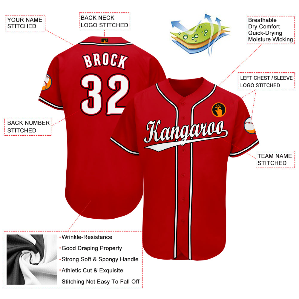 Custom Baseball Jersey Kelly Green Red-Black Authentic Men's Size:L