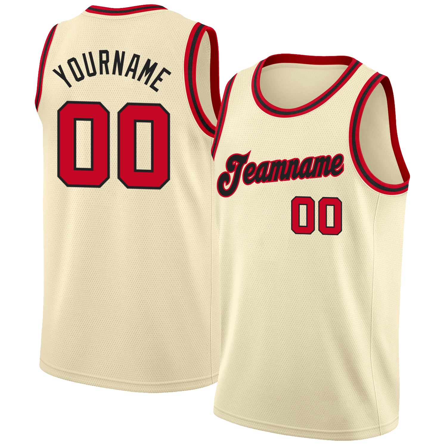 FIITG Custom Basketball Jersey Black Gold-Red Round Neck Rib-Knit