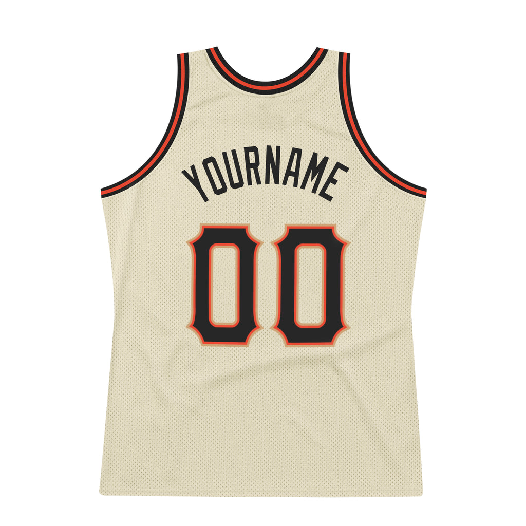 Custom Orange Black-Cream Authentic Throwback Basketball Jersey Discount