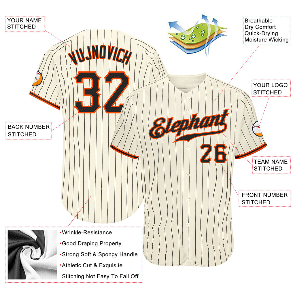 Custom Gray White Pinstripe Orange Authentic Baseball Jersey