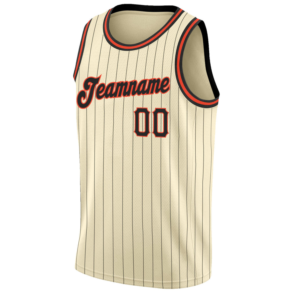 FIITG Custom Basketball Jersey Cream Cream-Red Authentic Throwback Men's Size:3XL