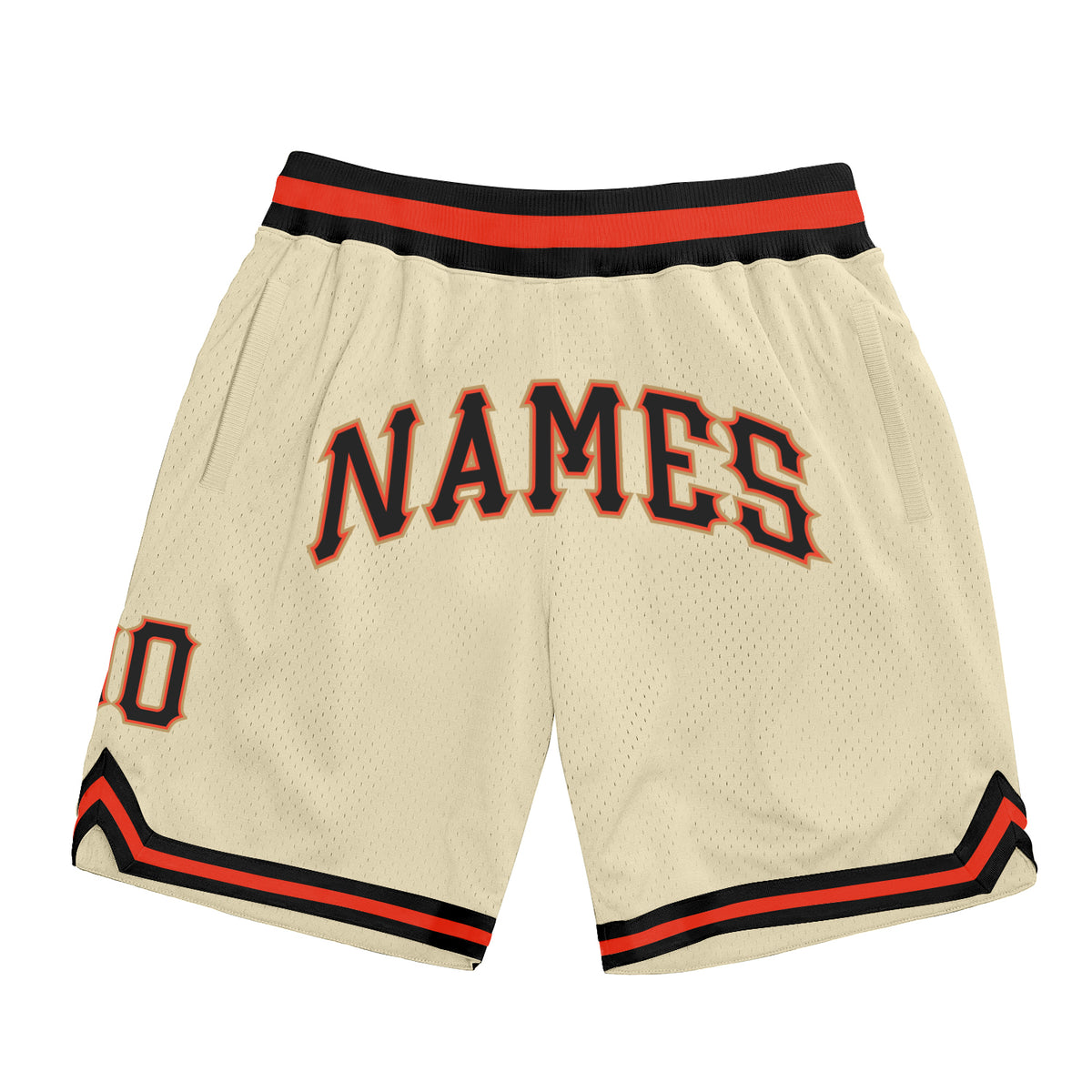 Custom Cream Black-Orange Authentic Throwback Basketball Shorts Free ...