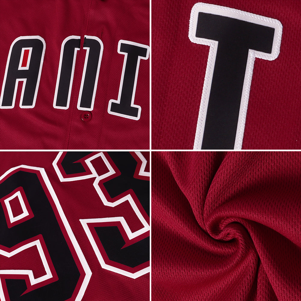 Custom Crimson Black-Gold Authentic Baseball Jersey