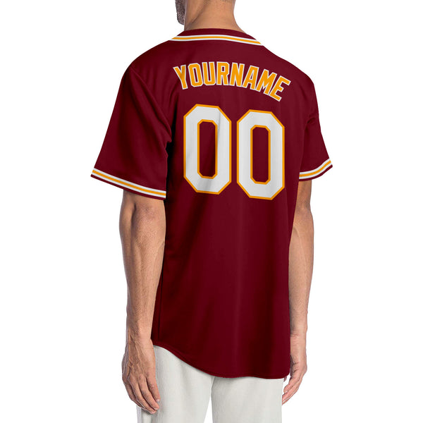 Custom Crimson White-Gold Authentic Baseball Jersey