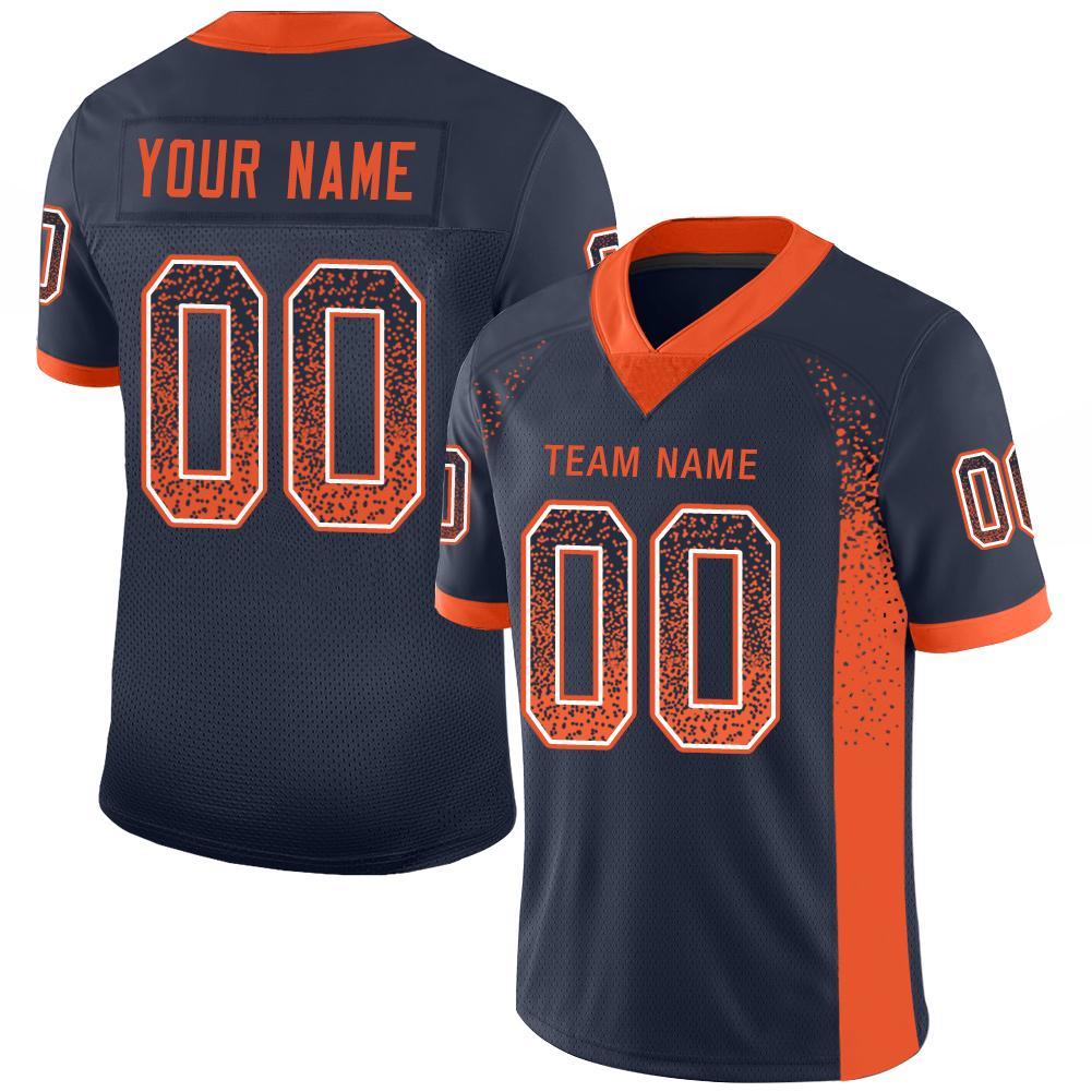 Custom Navy Orange-White Mesh Authentic Football Jersey – Fiitg