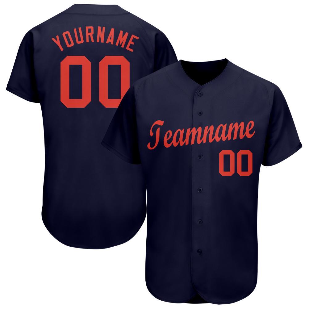 Custom Navy Orange Baseball Jersey