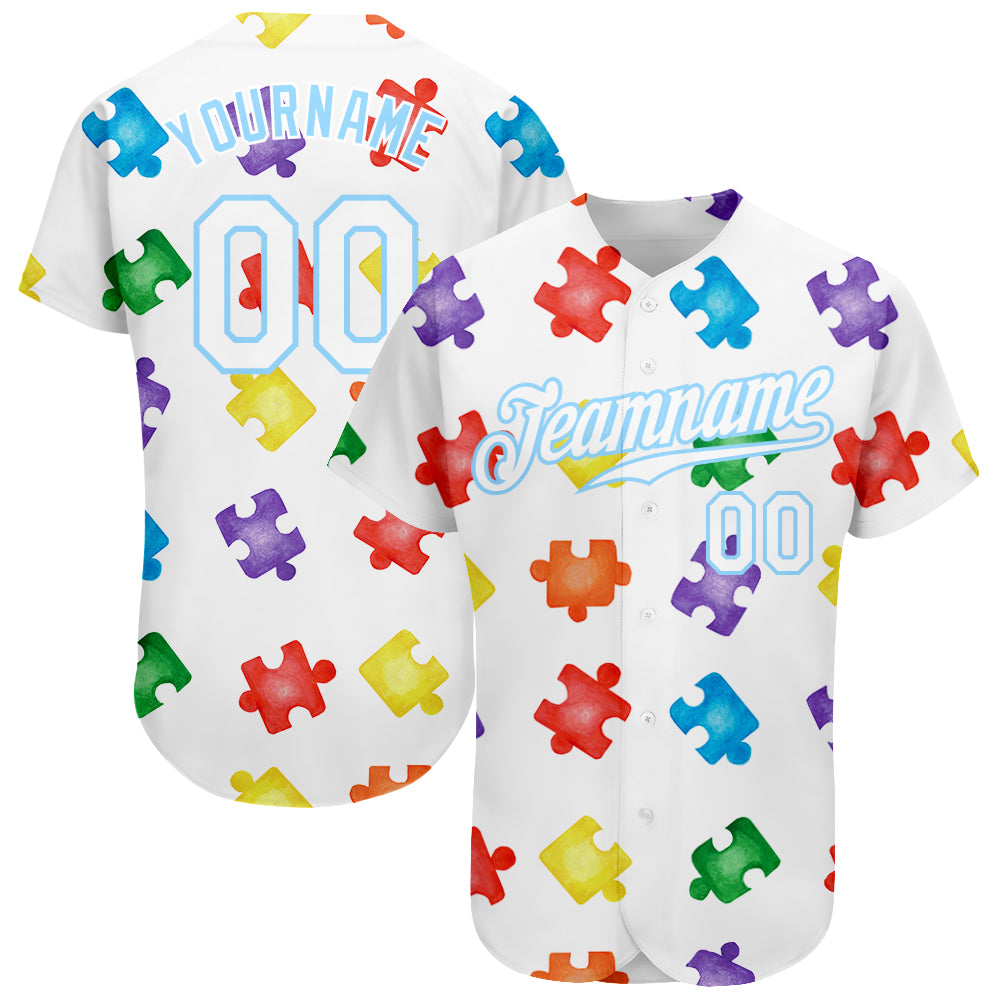 Custom Graffiti Geometric Pattern-White Aqua Authentic Baseball Jersey  Discount