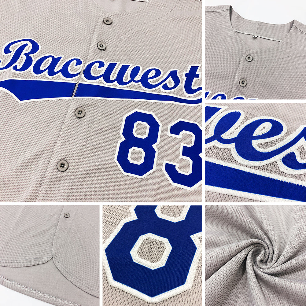 Custom Gray Royal-White Classic Style Authentic Baseball Jersey