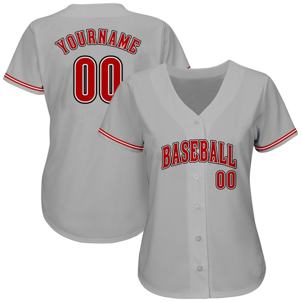 Custom Gray Red-Black Authentic Baseball Jersey