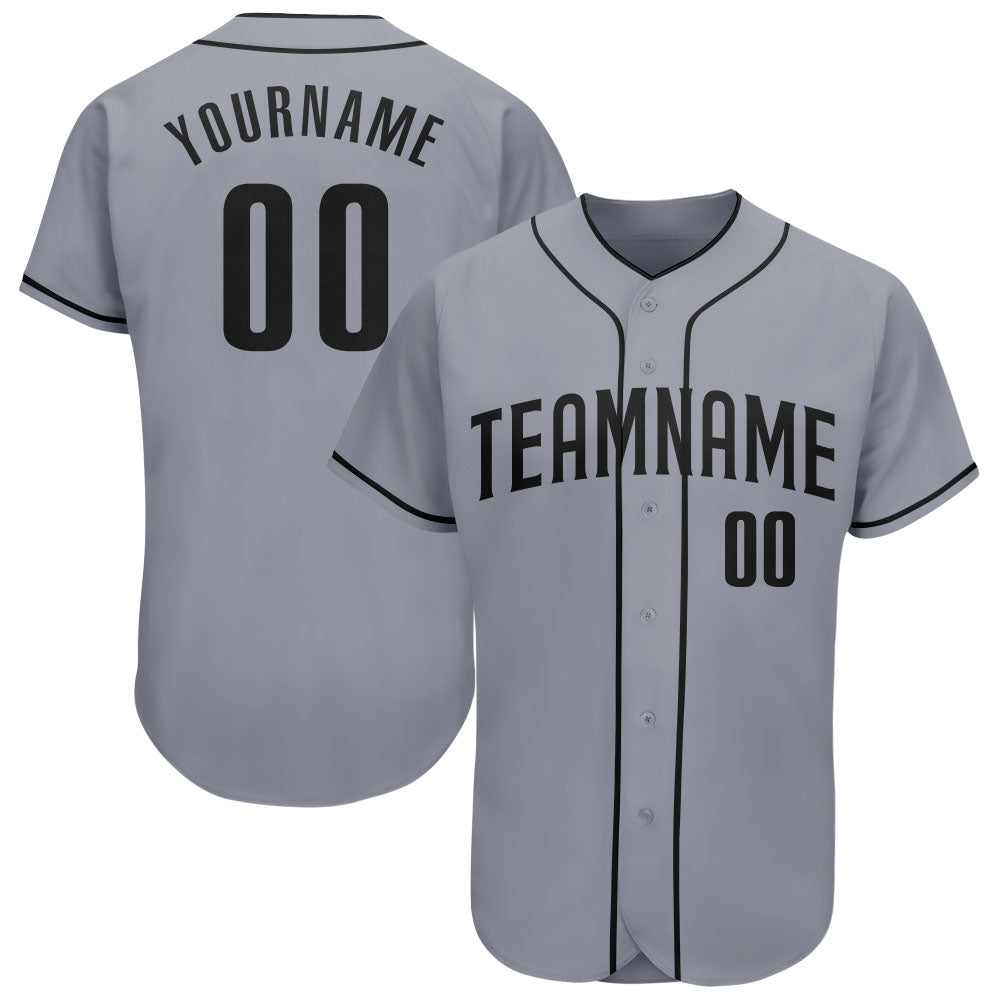 Custom Gray Black Authentic Baseball Jersey