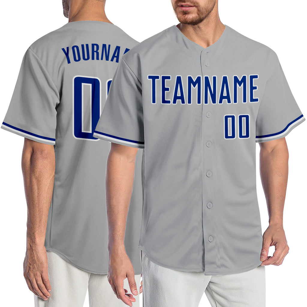 Custom Gray Royal-White Authentic Baseball Jersey