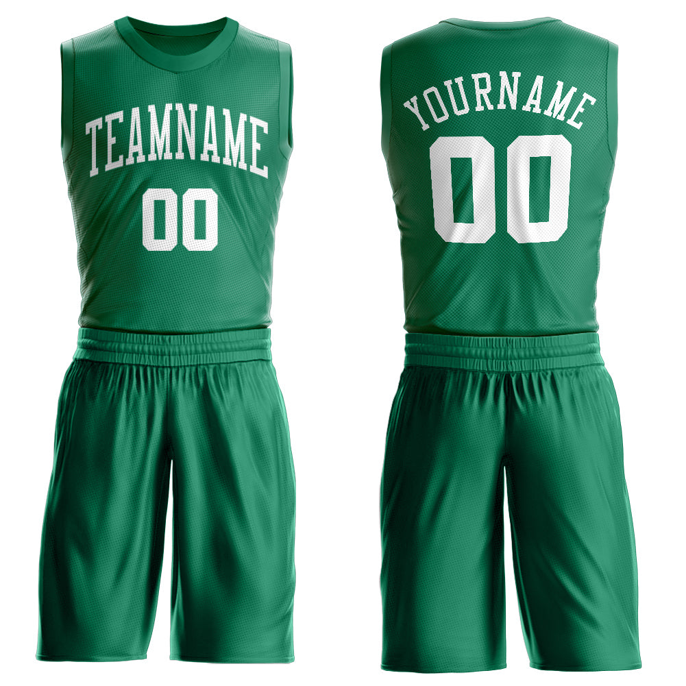 FIITG Custom Basketball Suit Jersey Kelly Green Neon Green-White Round Neck Sublimation