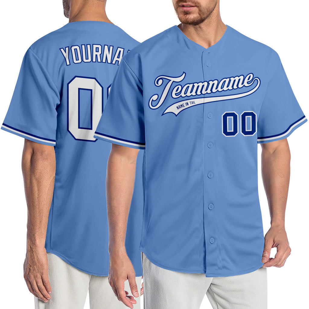 Custom Light Blue White-Royal Authentic Baseball Jersey