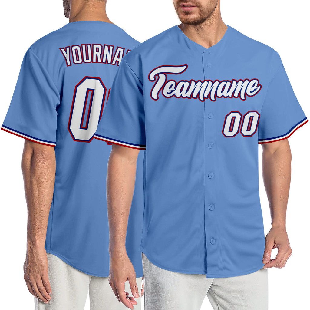 Custom Light Blue White-Royal Authentic Baseball Jersey