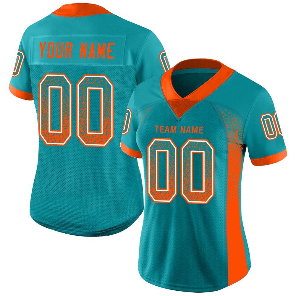 Custom White Aqua-Orange Mesh Drift Fashion Football Jersey – Fiitg