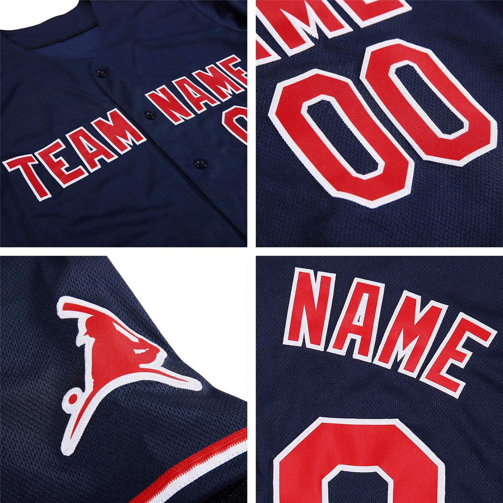 Custom Navy Red-White Authentic Baseball Jersey Discount