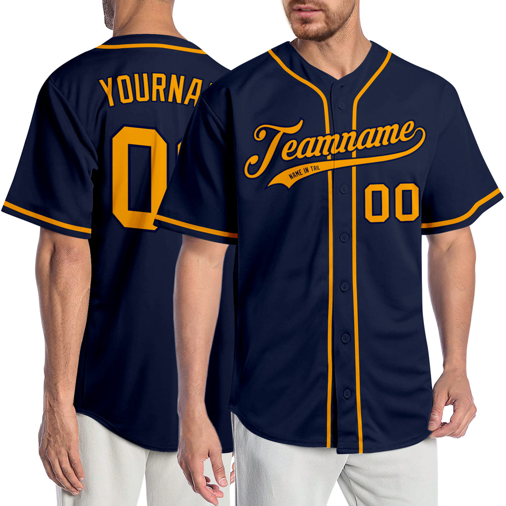 Custom Navy Gold Authentic Baseball Jersey