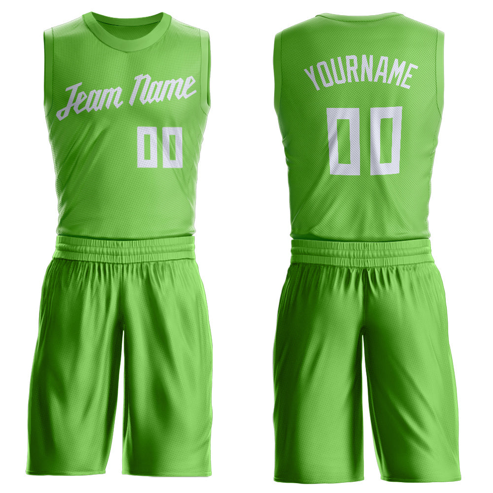 FIITG Custom Basketball Jersey Neon Green White V-Neck