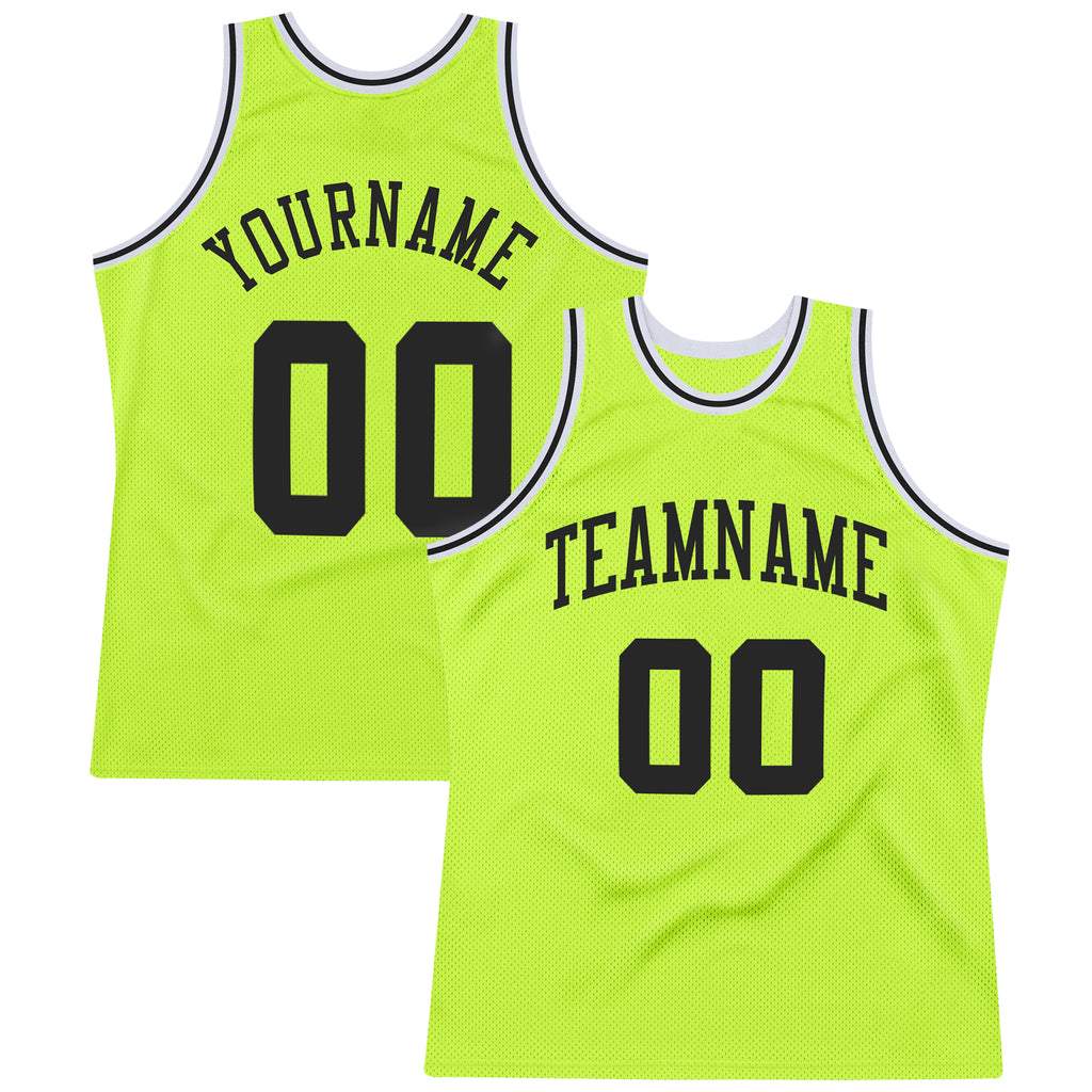 FIITG Custom Basketball Jersey Neon Green Pink-Black Authentic Throwback Men's Size:3XL
