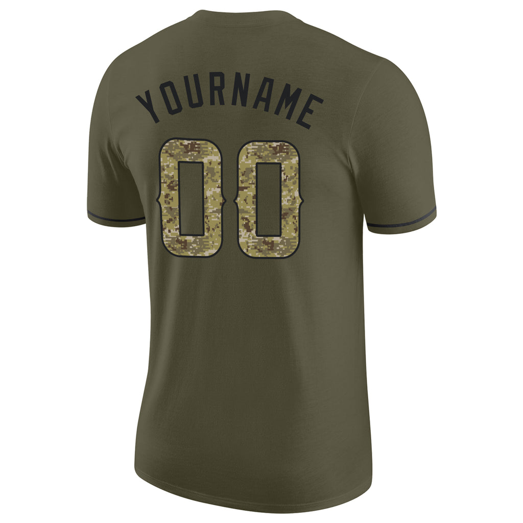 Cheap Custom Camo Olive-White Round Neck Sublimation Salute To